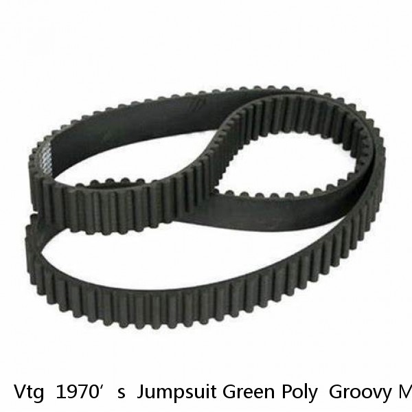 Vtg  1970’s  Jumpsuit Green Poly  Groovy Mod Hip Hugger Belt Loops  Size 8 Zips #1 image
